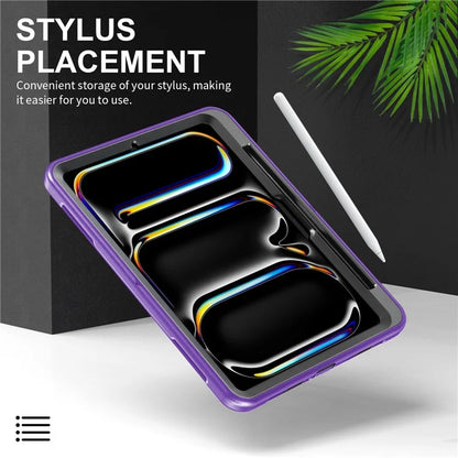 For iPad Pro 11 (2024) Case Kickstand Pen Slot PC + TPU Tablet Cover with Shoulder Strap