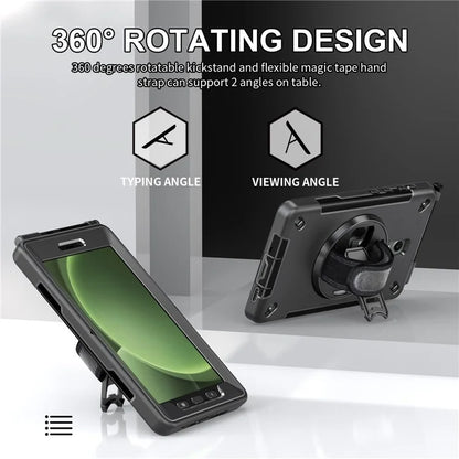For Samsung Galaxy Tab Active 3 / Active5 X306B Case Kickstand PC + TPU Tablet Cover with Pen Slot, Shoulder Strap