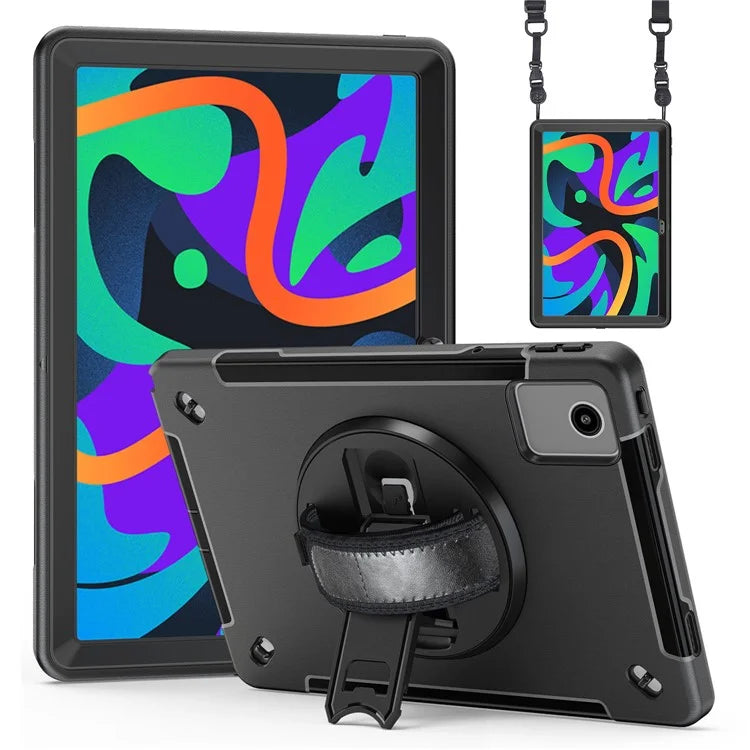For Lenovo Tab K11 / Tab M11 Case PC + TPU Kickstand Tablet Cover with Pen Slot, Shoulder Strap
