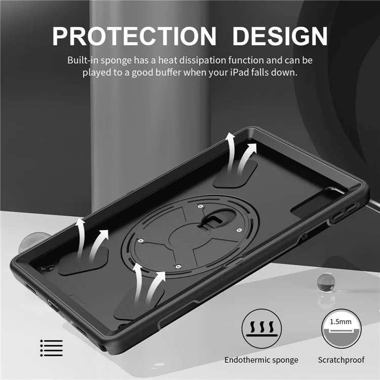 For Lenovo Tab K11 / Tab M11 Case PC + TPU Kickstand Tablet Cover with Pen Slot, Shoulder Strap