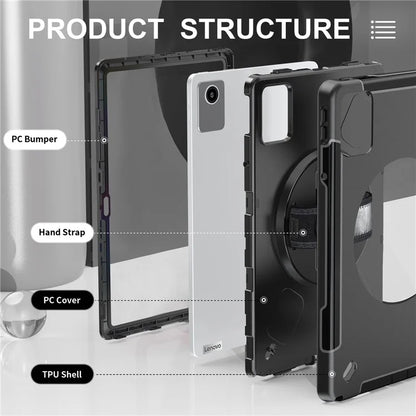 For Lenovo Tab K11 / Tab M11 Case PC + TPU Kickstand Tablet Cover with Pen Slot, Shoulder Strap