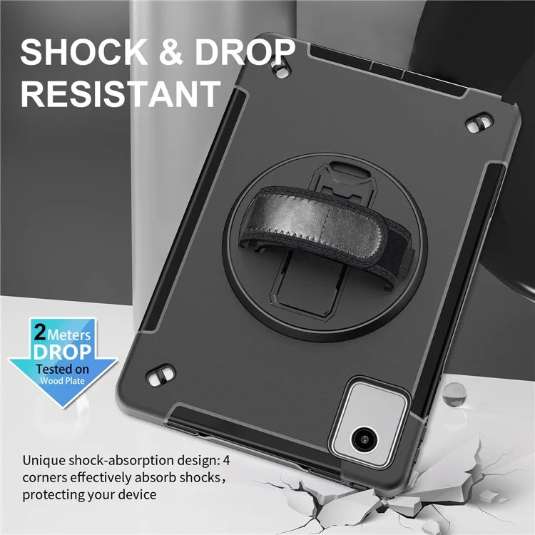 For Lenovo Tab K11 / Tab M11 Case PC + TPU Kickstand Tablet Cover with Pen Slot, Shoulder Strap