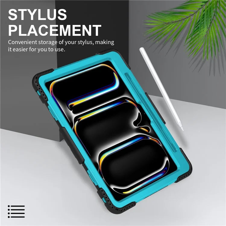 For iPad Pro 11 (2024) Kickstand Case Anti-Scratch Tablet Cover with Shoulder Strap