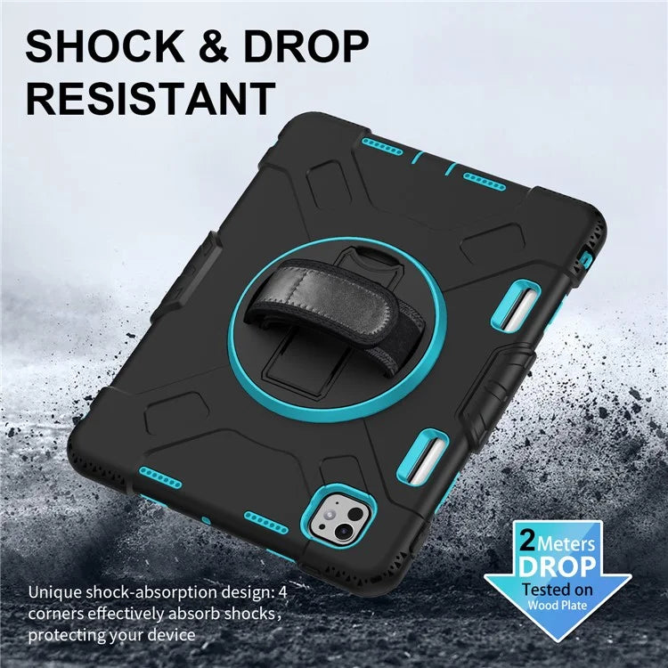 For iPad Pro 11 (2024) Kickstand Case Anti-Scratch Tablet Cover with Shoulder Strap