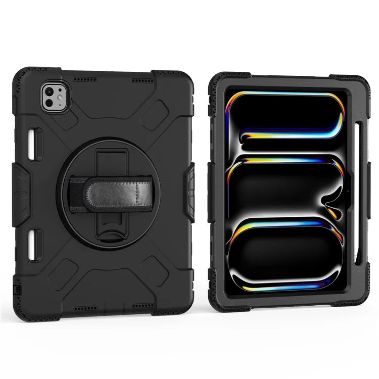 For iPad Pro 11 (2024) Kickstand Case Anti-Scratch Tablet Cover with Shoulder Strap
