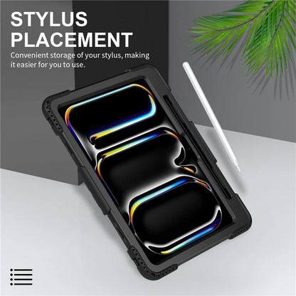 For iPad Pro 11 (2024) Kickstand Case Anti-Scratch Tablet Cover with Shoulder Strap