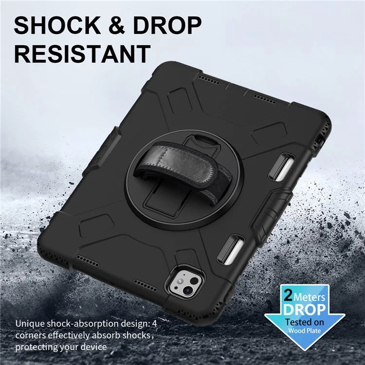 For iPad Pro 11 (2024) Kickstand Case Anti-Scratch Tablet Cover with Shoulder Strap