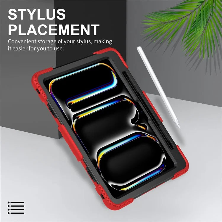 For iPad Pro 11 (2024) Kickstand Case Anti-Scratch Tablet Cover with Shoulder Strap