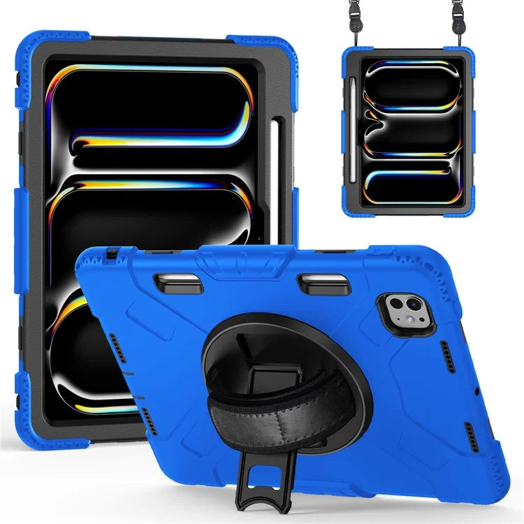 For iPad Pro 11 (2024) Kickstand Case Anti-Scratch Tablet Cover with Shoulder Strap