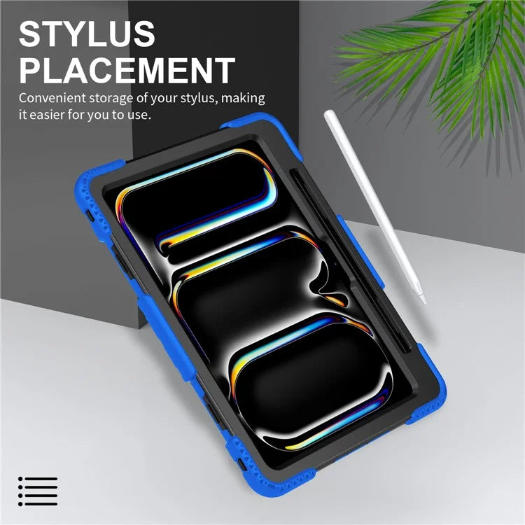 For iPad Pro 11 (2024) Kickstand Case Anti-Scratch Tablet Cover with Shoulder Strap