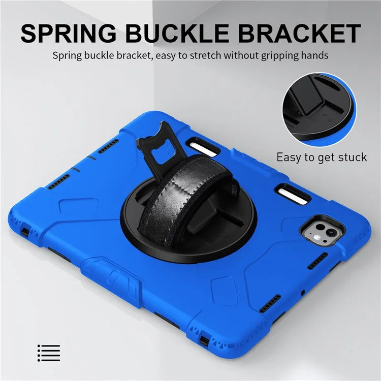 For iPad Pro 11 (2024) Kickstand Case Anti-Scratch Tablet Cover with Shoulder Strap