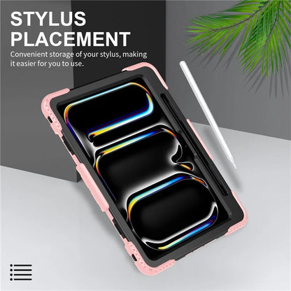 For iPad Pro 11 (2024) Kickstand Case Anti-Scratch Tablet Cover with Shoulder Strap