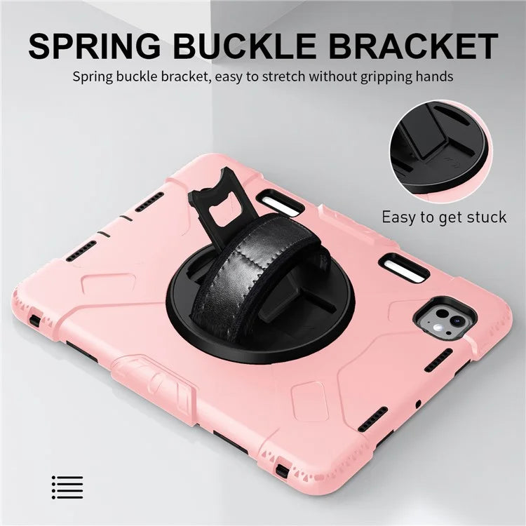 For iPad Pro 11 (2024) Kickstand Case Anti-Scratch Tablet Cover with Shoulder Strap