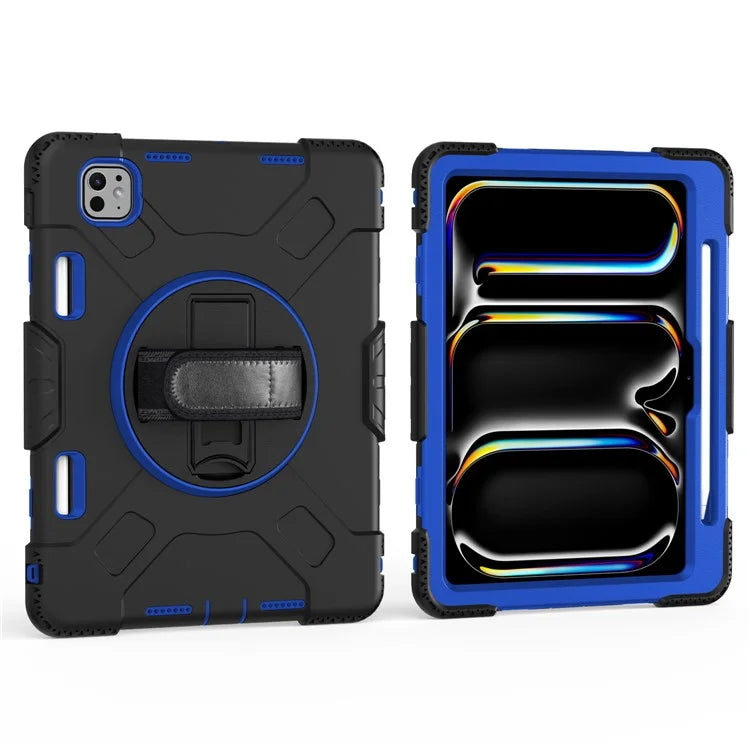 For iPad Pro 11 (2024) Kickstand Case Anti-Scratch Tablet Cover with Shoulder Strap