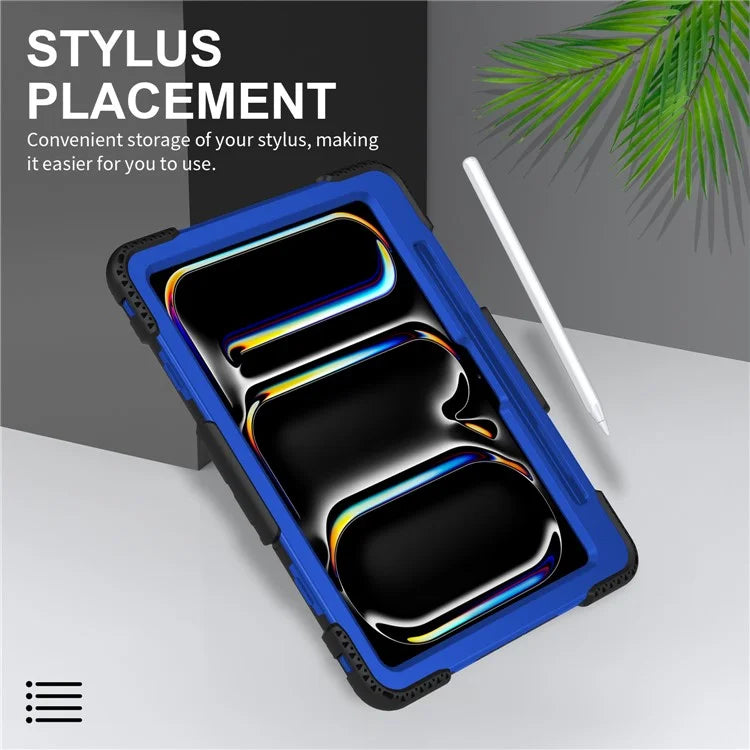 For iPad Pro 11 (2024) Kickstand Case Anti-Scratch Tablet Cover with Shoulder Strap