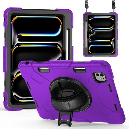 For iPad Pro 11 (2024) Kickstand Case Anti-Scratch Tablet Cover with Shoulder Strap