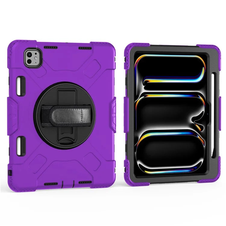 For iPad Pro 11 (2024) Kickstand Case Anti-Scratch Tablet Cover with Shoulder Strap
