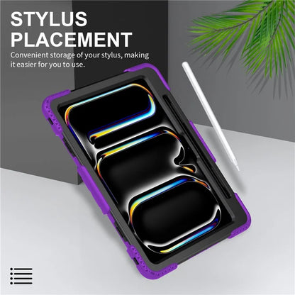 For iPad Pro 11 (2024) Kickstand Case Anti-Scratch Tablet Cover with Shoulder Strap