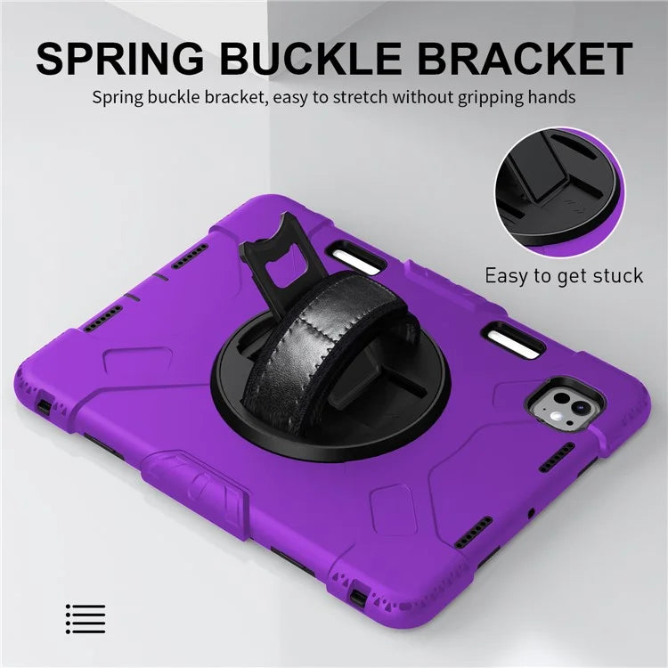 For iPad Pro 11 (2024) Kickstand Case Anti-Scratch Tablet Cover with Shoulder Strap