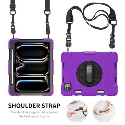 For iPad Pro 11 (2024) Kickstand Case Anti-Scratch Tablet Cover with Shoulder Strap