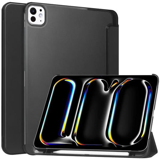 For iPad Pro 11 (2024) Case Stand PU Leather + PC Matte Back Tablet Case