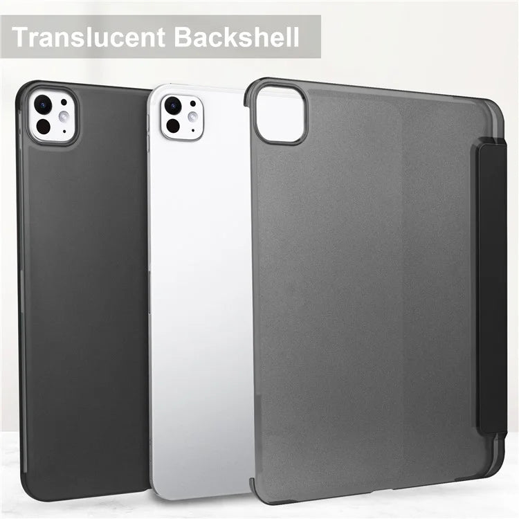 For iPad Pro 11 (2024) Case Stand PU Leather + PC Matte Back Tablet Case