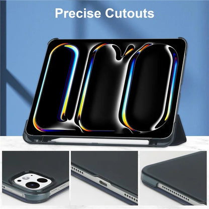 For iPad Pro 11 (2024) Case Stand PU Leather + PC Matte Back Tablet Case