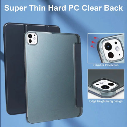 For iPad Pro 11 (2024) Case Stand PU Leather + PC Matte Back Tablet Case