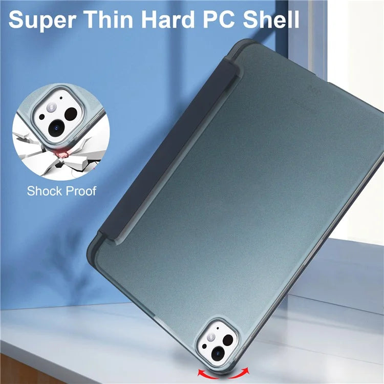 For iPad Pro 11 (2024) Case Stand PU Leather + PC Matte Back Tablet Case