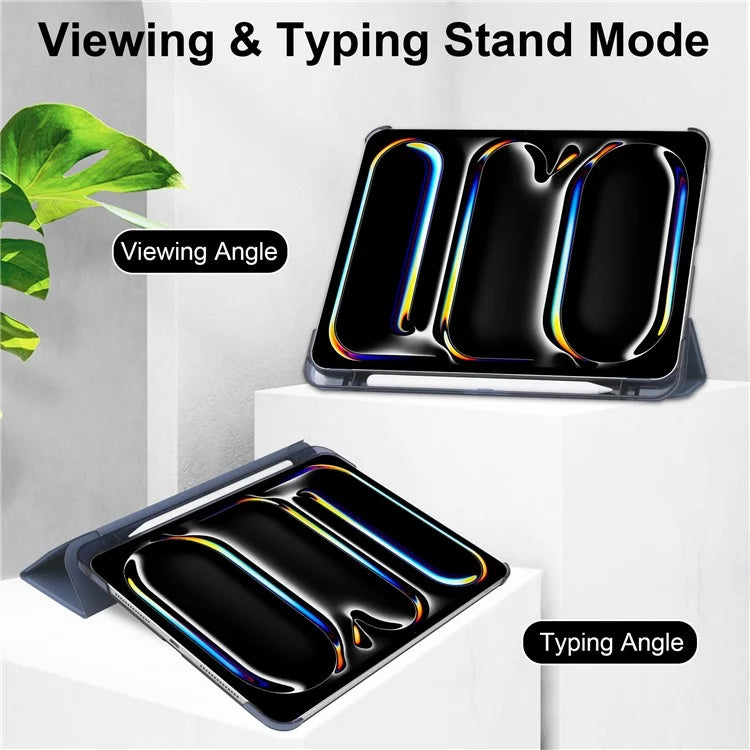 For iPad Pro 11 (2024) Case Stand PU Leather + PC Matte Back Tablet Case
