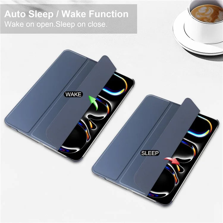 For iPad Pro 11 (2024) Case Stand PU Leather + PC Matte Back Tablet Case