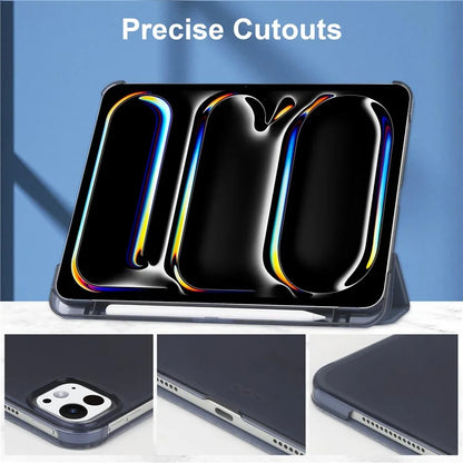 For iPad Pro 11 (2024) Case Stand PU Leather + PC Matte Back Tablet Case