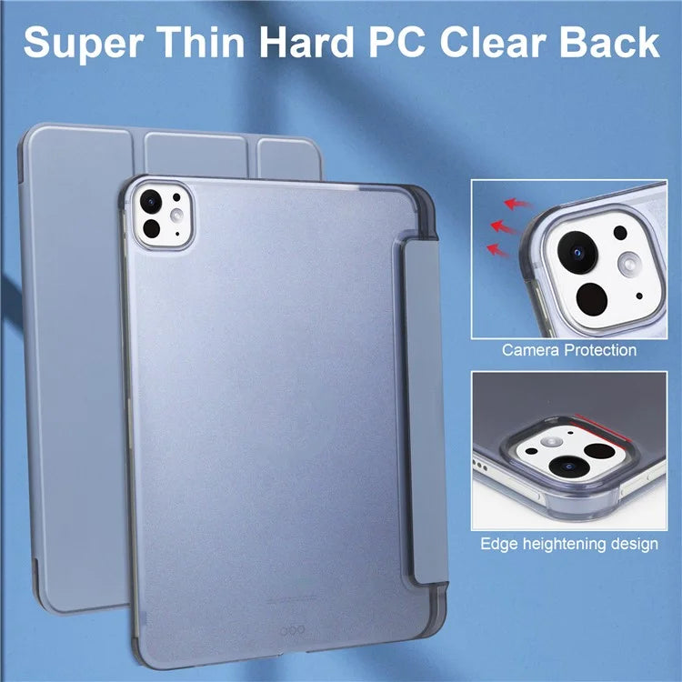 For iPad Pro 11 (2024) Case Stand PU Leather + PC Matte Back Tablet Case
