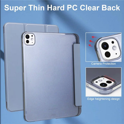 For iPad Pro 11 (2024) Case Stand PU Leather + PC Matte Back Tablet Case