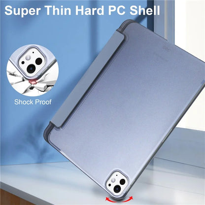 For iPad Pro 11 (2024) Case Stand PU Leather + PC Matte Back Tablet Case