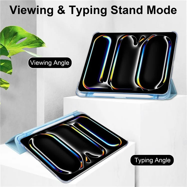 For iPad Pro 11 (2024) Case Stand PU Leather + PC Matte Back Tablet Case