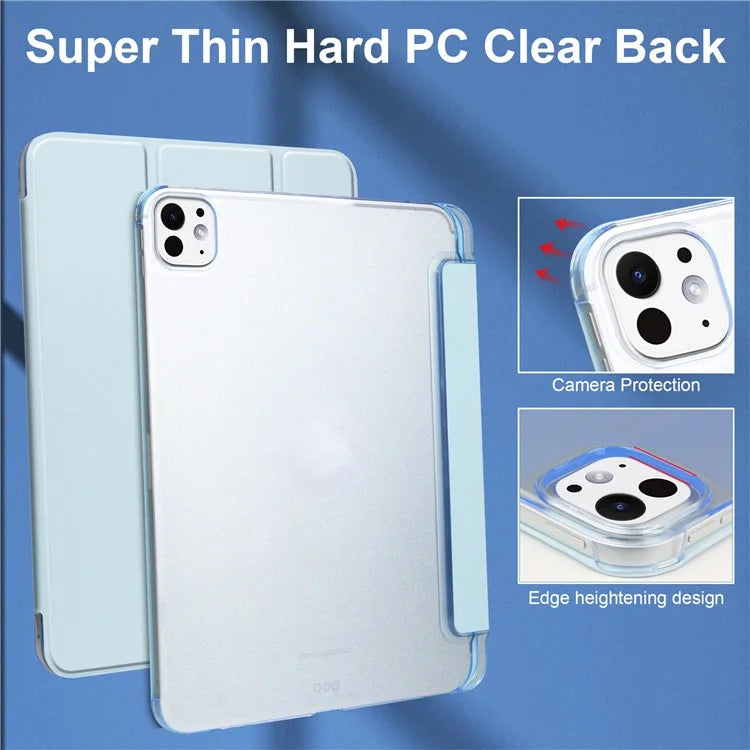 For iPad Pro 11 (2024) Case Stand PU Leather + PC Matte Back Tablet Case