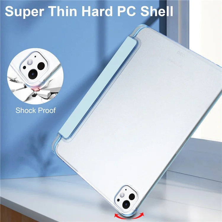For iPad Pro 11 (2024) Case Stand PU Leather + PC Matte Back Tablet Case