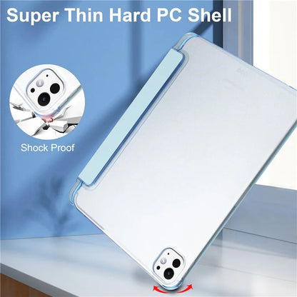 For iPad Pro 11 (2024) Case Stand PU Leather + PC Matte Back Tablet Case