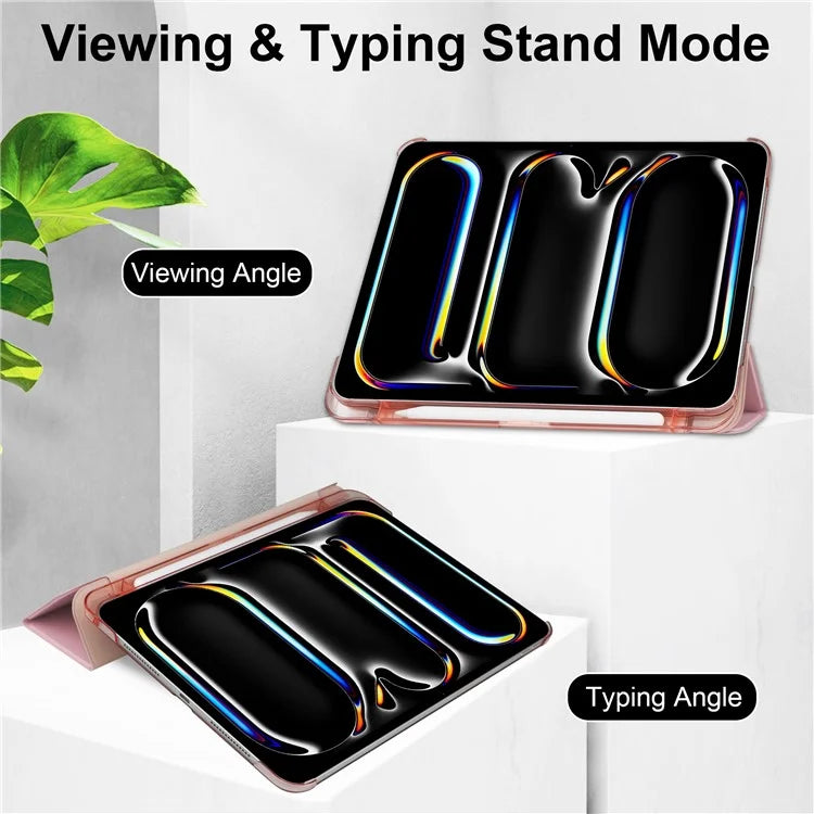 For iPad Pro 11 (2024) Case Stand PU Leather + PC Matte Back Tablet Case