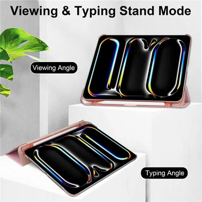 For iPad Pro 11 (2024) Case Stand PU Leather + PC Matte Back Tablet Case