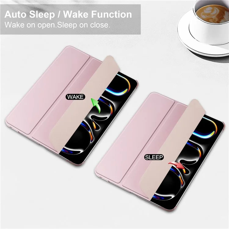 For iPad Pro 11 (2024) Case Stand PU Leather + PC Matte Back Tablet Case