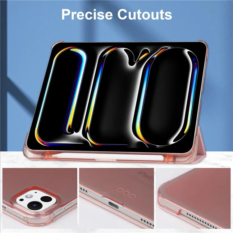 For iPad Pro 11 (2024) Case Stand PU Leather + PC Matte Back Tablet Case
