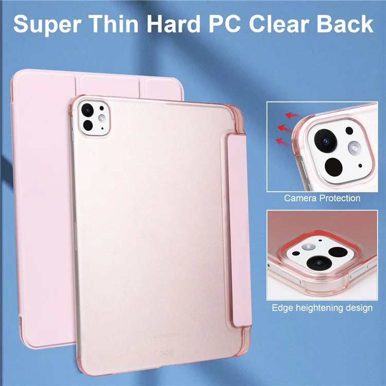 For iPad Pro 11 (2024) Case Stand PU Leather + PC Matte Back Tablet Case