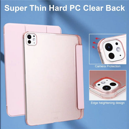 For iPad Pro 11 (2024) Case Stand PU Leather + PC Matte Back Tablet Case