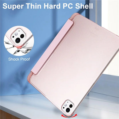 For iPad Pro 11 (2024) Case Stand PU Leather + PC Matte Back Tablet Case