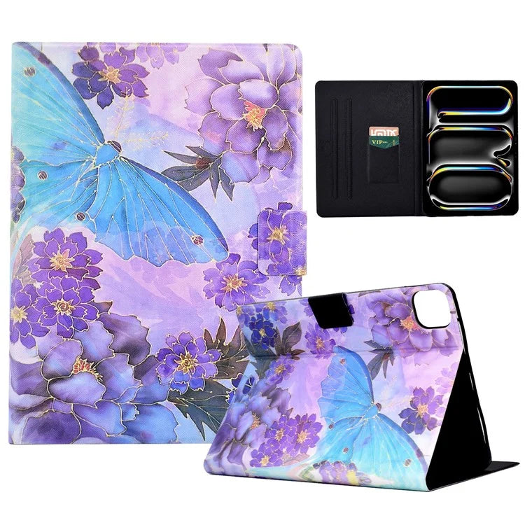 For iPad Pro 11 (2024) Case Pattern Leather Tablet Protective Cover Auto Sleep / Wake