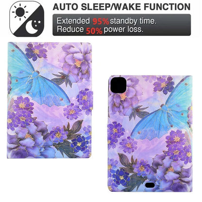 For iPad Pro 11 (2024) Case Pattern Leather Tablet Protective Cover Auto Sleep / Wake