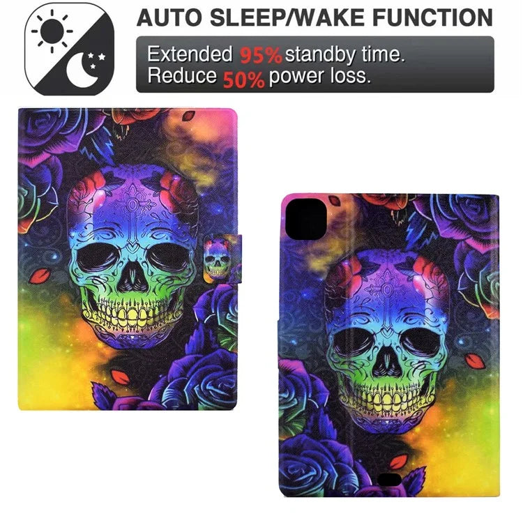 For iPad Pro 11 (2024) Case Pattern Leather Tablet Protective Cover Auto Sleep / Wake