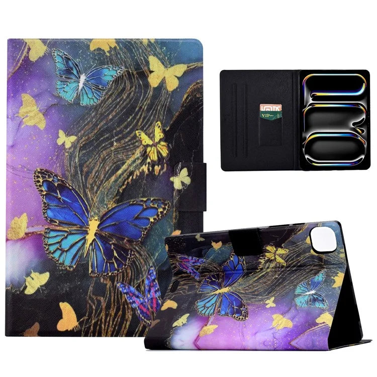 For iPad Pro 11 (2024) Case Pattern Leather Tablet Protective Cover Auto Sleep / Wake